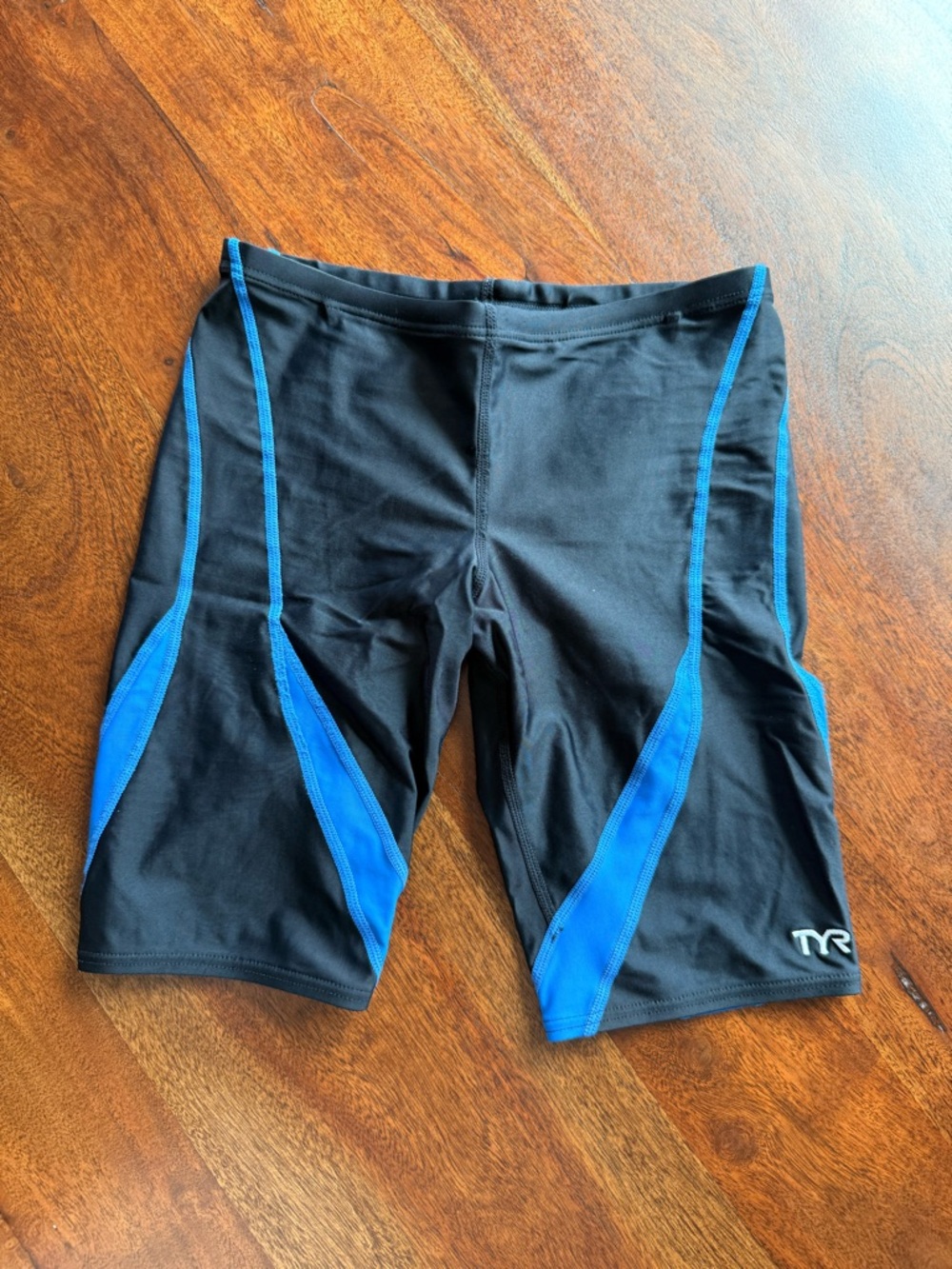 Boys TYR Alliance Splice Black & Blue Jammer Swim Shorts